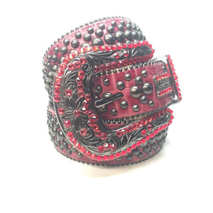 b.b. Simon "Red Wine Studded" Crystal Belt - Dudes Boutique