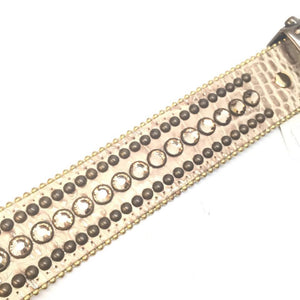 b.b. Simon Gold Cream Double Studded Crystal Belt - Dudes Boutique