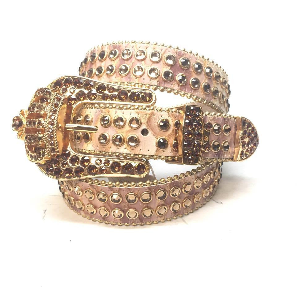 b.b. Simon "1/2 Thick Golden Crown" Crystal Belt - Dudes Boutique