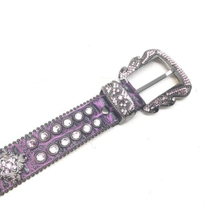 b.b. Simon Purple Double Row Croco Crystal Belt - Dudes Boutique