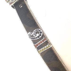 b.b. Simon "Camo Pony Hair Numbers" Crystal Belt - Dudes Boutique