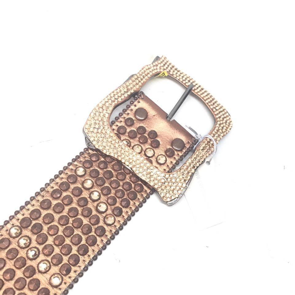 b.b. Simon "Thick Quad Studded Bronzlli" Crystal Belt - Dudes Boutique