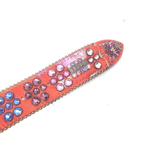 b.b. Simon Orange Multicolored Pony Hair Crystal Belt - Dudes Boutique