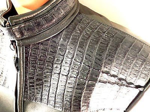 Safari Forest Green Horn-back Crocodile/Lambskin Jacket - Dudes Boutique