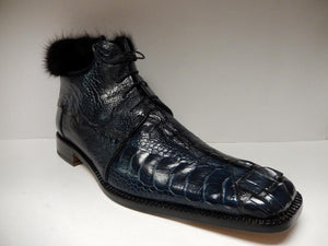 Mauri Mink/Ostrich Leg/Crocodile Lace Up Ankle Boots 4409 - Dudes Boutique