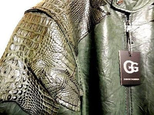G-Gator Forest Green Crocodile/Lambskin Biker Jacket - Dudes Boutique
