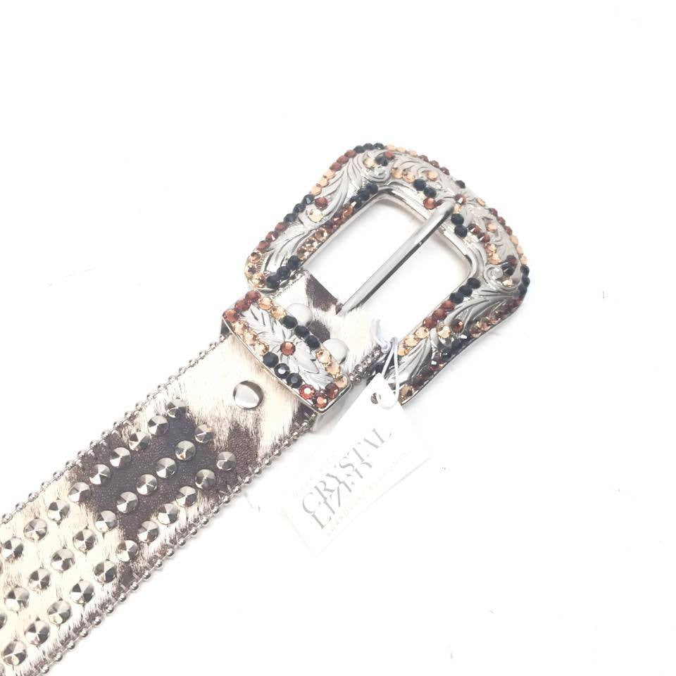 b.b. Simon "Triple Studded Pony Hair" Crystal Belt - Dudes Boutique