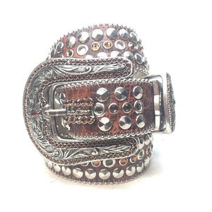 b.b. Simon "Chocolate Leather" Crystal Belt - Dudes Boutique