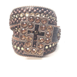 b.b. Simon "Chocolate Cross" Crystal Belt - Dudes Boutique