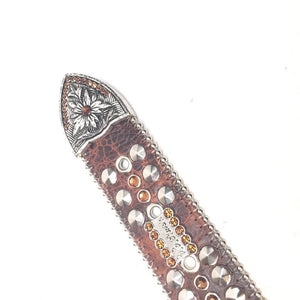 b.b. Simon "Chocolate Leather" Crystal Belt - Dudes Boutique