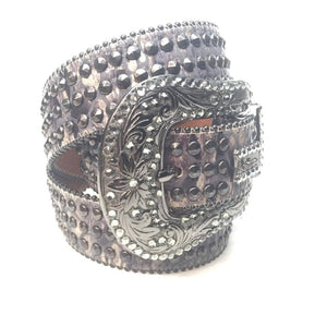 b.b. Simon "Metallic Triple Studded" Crystal Belt - Dudes Boutique