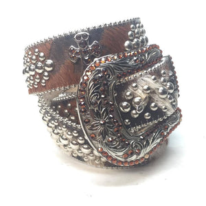 b.b. Simon "Cross Pony Hair" Crystal Belt - Dudes Boutique
