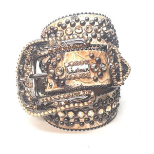 b.b. Simon Tan Double Studded Crystal Belt - Dudes Boutique
