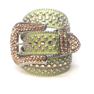 b.b. Simon Lime Green Gold Crystal Belt - Dudes Boutique