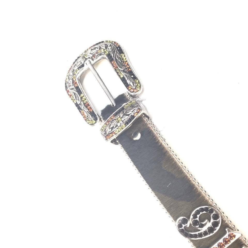 b.b. Simon "Camo Pony Hair Numbers" Crystal Belt - Dudes Boutique