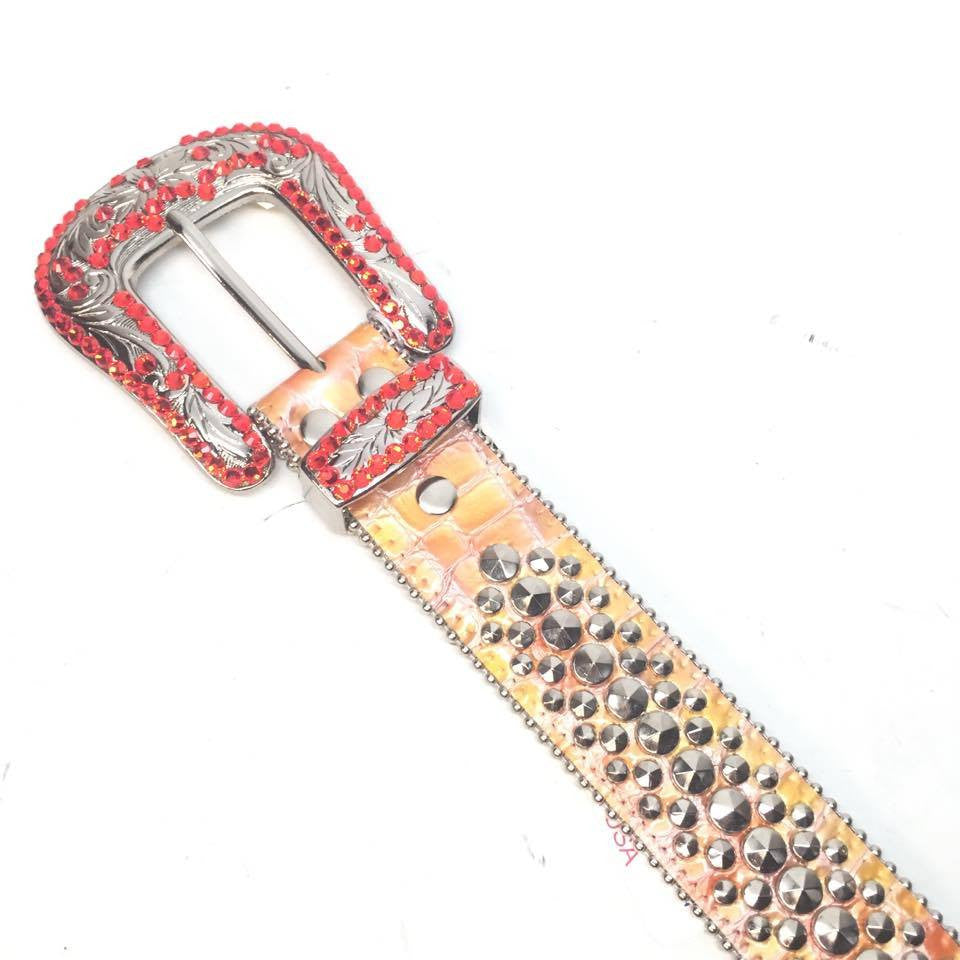 b.b. Simon "Red Candy Croc" Crystal Belt - Dudes Boutique
