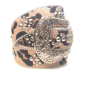 b.b. Simon "Leopard Pony Hair" Crystal Belt - Dudes Boutique