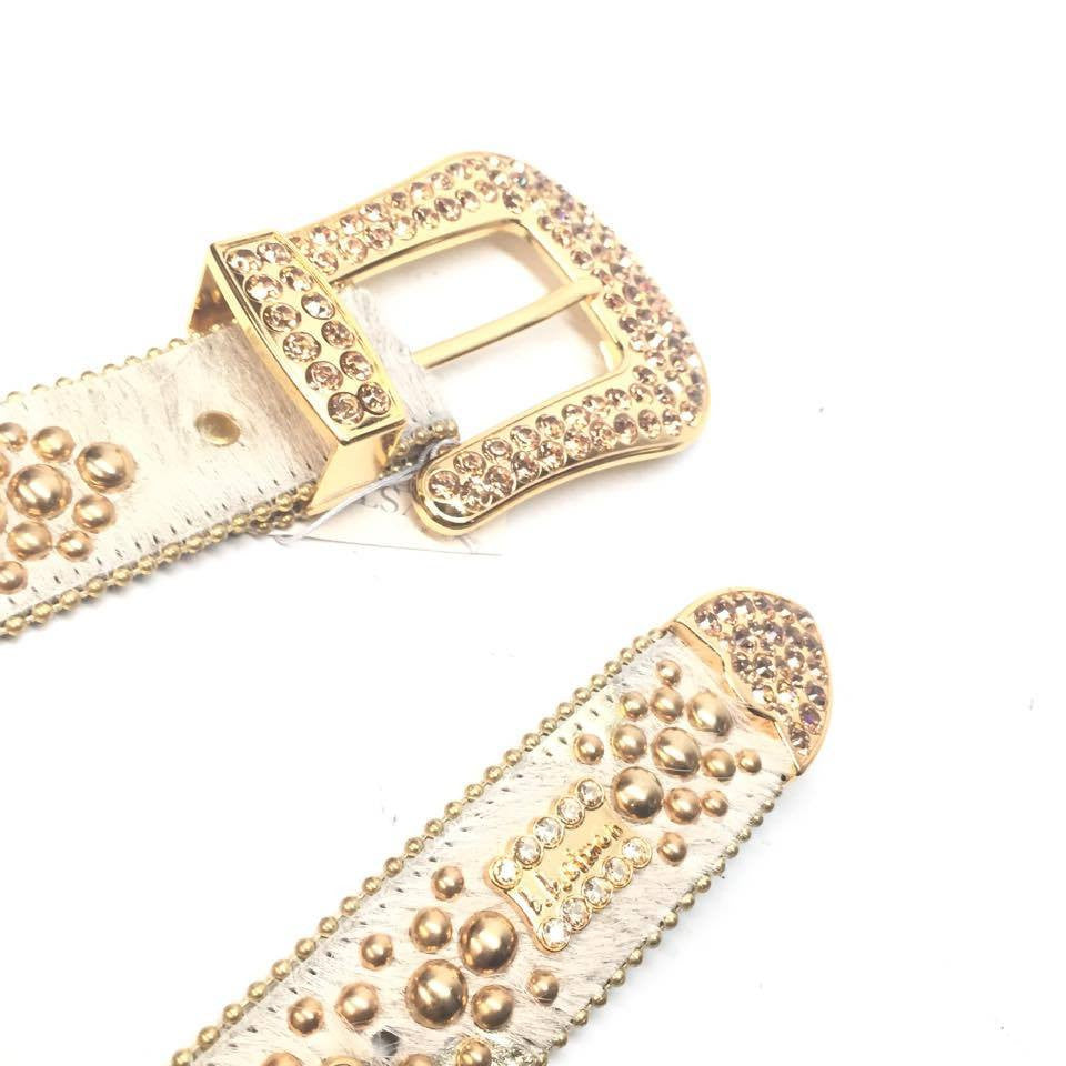 b.b. Simon "Golden Cream Pony Hair" Crystal Belt - Dudes Boutique