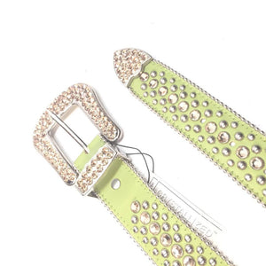 b.b. Simon Lime Green Gold Crystal Belt - Dudes Boutique