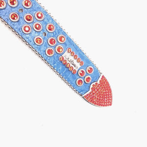 b.b. Simon Red Blue 3-row Crystal Belt - Dudes Boutique