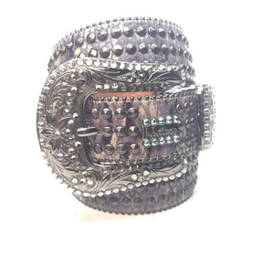 b.b. Simon "Metallic Triple Studded" Crystal Belt - Dudes Boutique