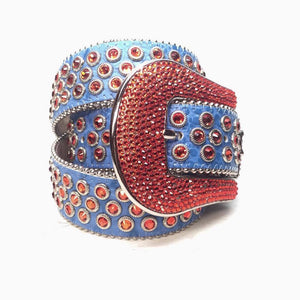 b.b. Simon Red Blue 3-row Crystal Belt - Dudes Boutique
