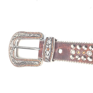 b.b. Simon "Chocolate Leather" Crystal Belt - Dudes Boutique