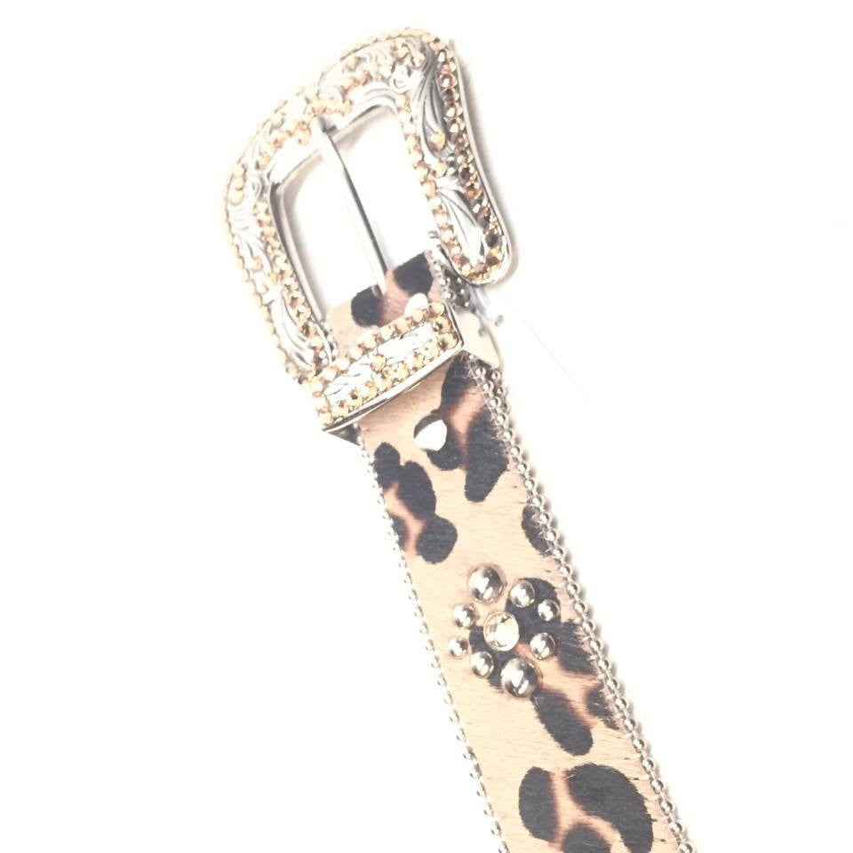 b.b. Simon "Leopard Pony Hair" Crystal Belt - Dudes Boutique