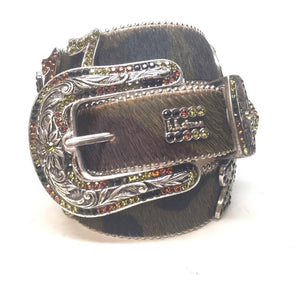 b.b. Simon "Camo Pony Hair Numbers" Crystal Belt - Dudes Boutique