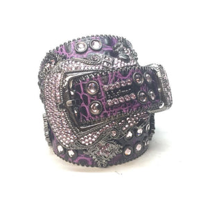 b.b. Simon Purple Double Row Croco Crystal Belt - Dudes Boutique
