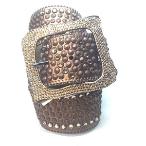 b.b. Simon "Thick Quad Studded Bronzlli" Crystal Belt - Dudes Boutique