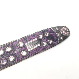 b.b. Simon Purple Double Row Croco Crystal Belt - Dudes Boutique