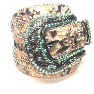 b.b. Simon "Floral Emerald" Crystal Belt - Dudes Boutique