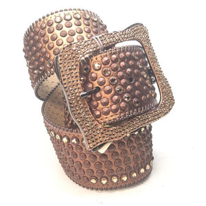b.b. Simon "Thick Quad Studded Bronzlli" Crystal Belt - Dudes Boutique