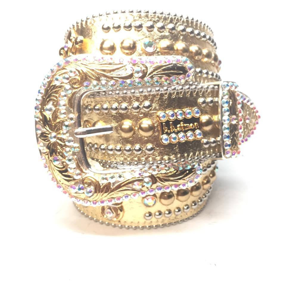 b.b. Simon "Metallic Gold" Crystal Belt - Dudes Boutique