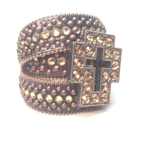 b.b. Simon "Chocolate Cross" Crystal Belt - Dudes Boutique