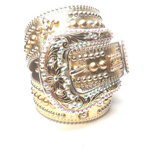 b.b. Simon "Metallic Gold" Crystal Belt - Dudes Boutique