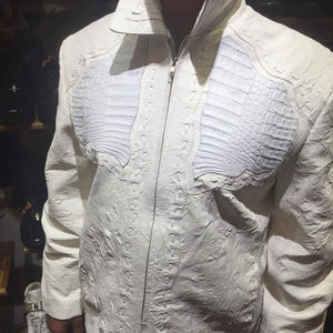 Safari Men's Laced Alligator/Washed Lambskin Bomber Jacket - Dudes Boutique