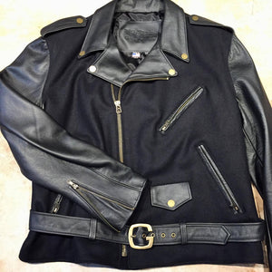 Classic Lambskin Leather/Wool Biker Jacket - Dudes Boutique
