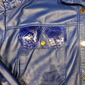 Kashani Royal Blue Alligator/Lambskin Button-Up Shirt - Dudes Boutique