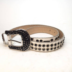 b.b. Simon Fully loaded White Black Crystal Belt - Dudes Boutique
