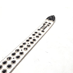 b.b. Simon Fully loaded White Black Crystal Belt - Dudes Boutique