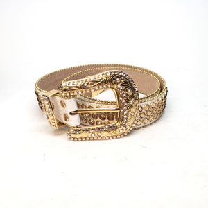 b.b. Simon Fully loaded 'Gold White Croc' Crystal Belt - Dudes Boutique