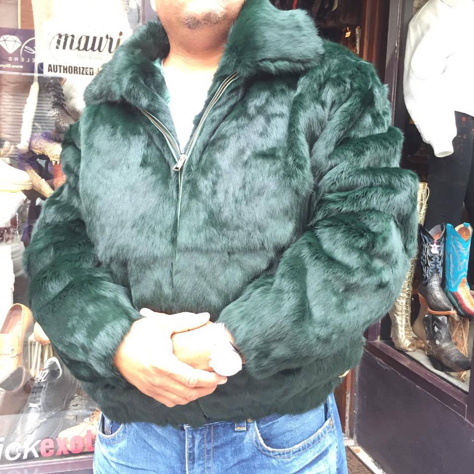 Winter Fur Money Green Rabbit Fur Coat XL / Green