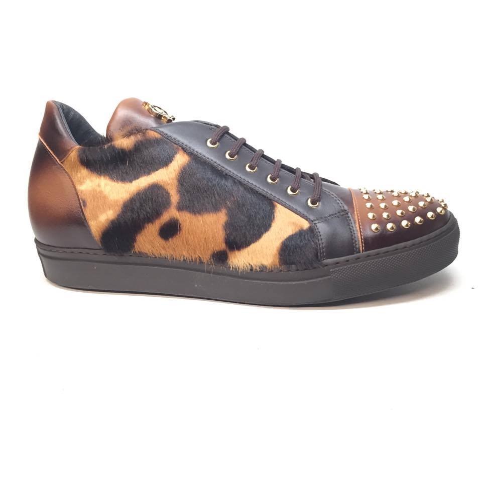 Mauri 6124/1 Pony/Lambskin Studded Sneakers - Dudes Boutique
