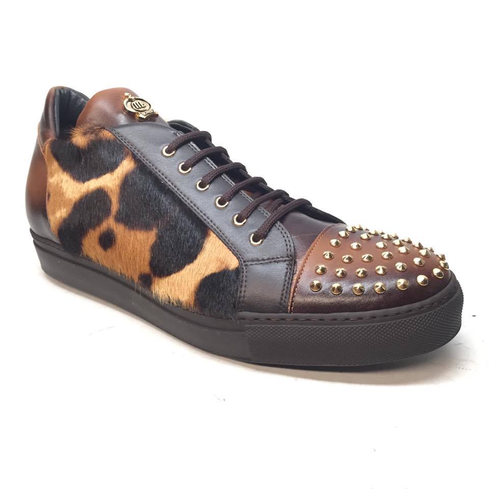 Mauri 6124/1 Pony/Lambskin Studded Sneakers - Dudes Boutique