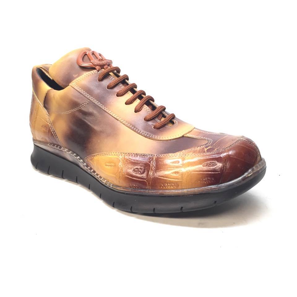 Mauri 8932/4 Crocodile/Lambskin Lace Up Sneakers - Dudes Boutique