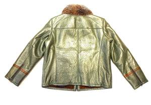 Barya NewYork Olive Cognac Python Fox Shearling Bomber Jacket - Dudes Boutique