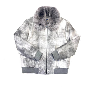 Barya NewYork Grey Fox Fur Collar Shearling Jacket - Dudes Boutique