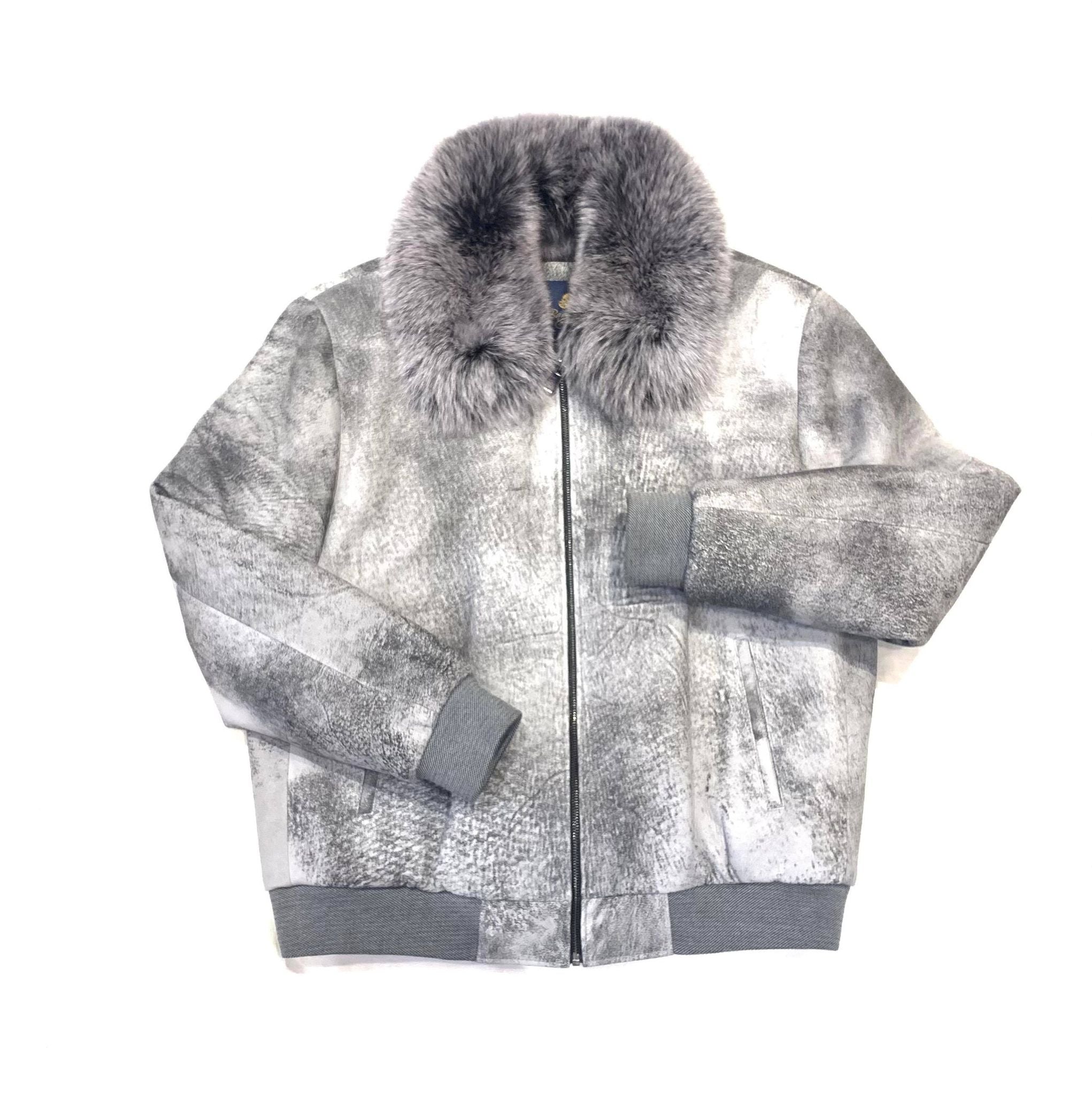 Barya NewYork Grey Fox Fur Collar Shearling Jacket - Dudes Boutique